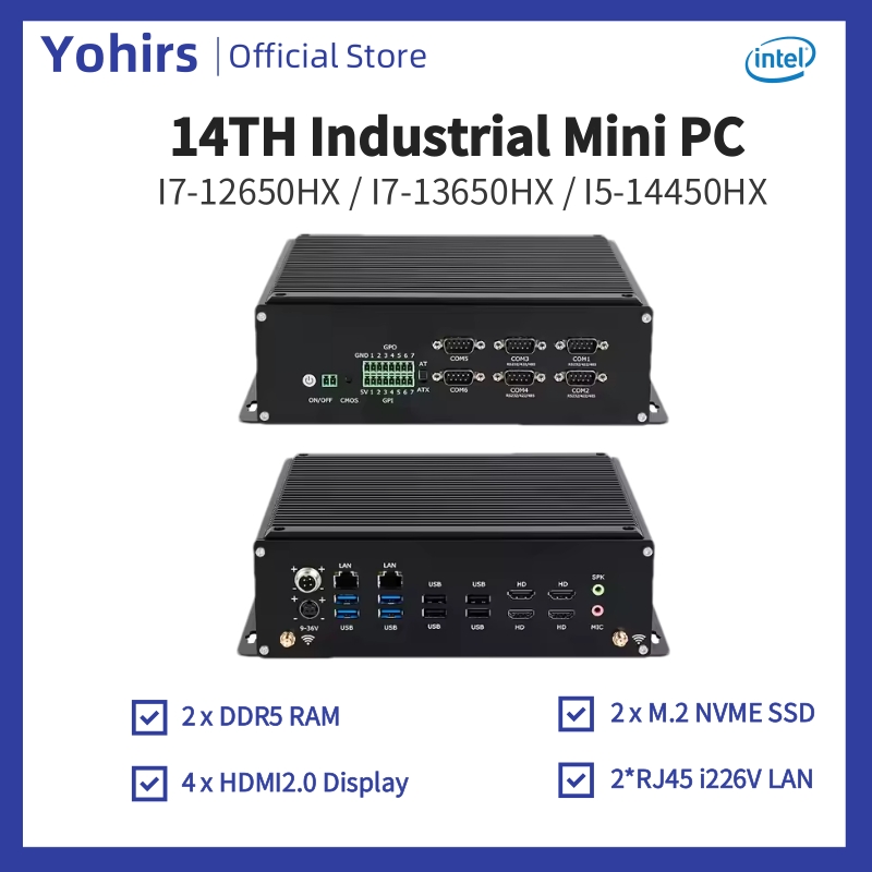 Fanless Industrial Pc Rs485 Core I7 - 14th Mini Pc Industrial i5-14450HX i7-13650HX