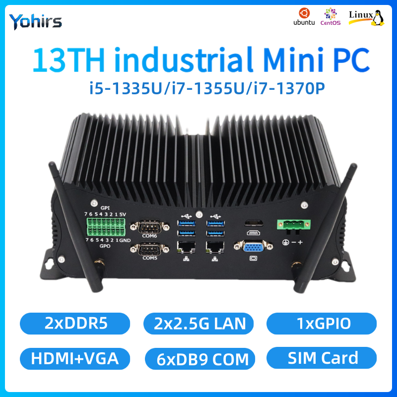 Fanless Industrial Pc Rs485 Core I7 - 13th Mini PC Industrial sin ventilador
