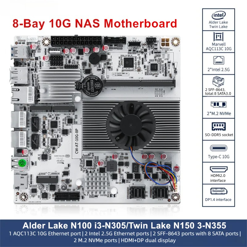 Nas Motherboard 8 Sata Mini Itx - Placa base ITX de 8 bahías