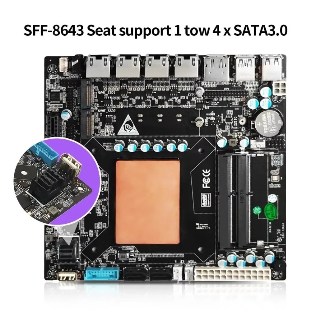 Placa base ITX NAS con Intel C - Nas Motherboard 8 Sata Mini Itx reseña y precio