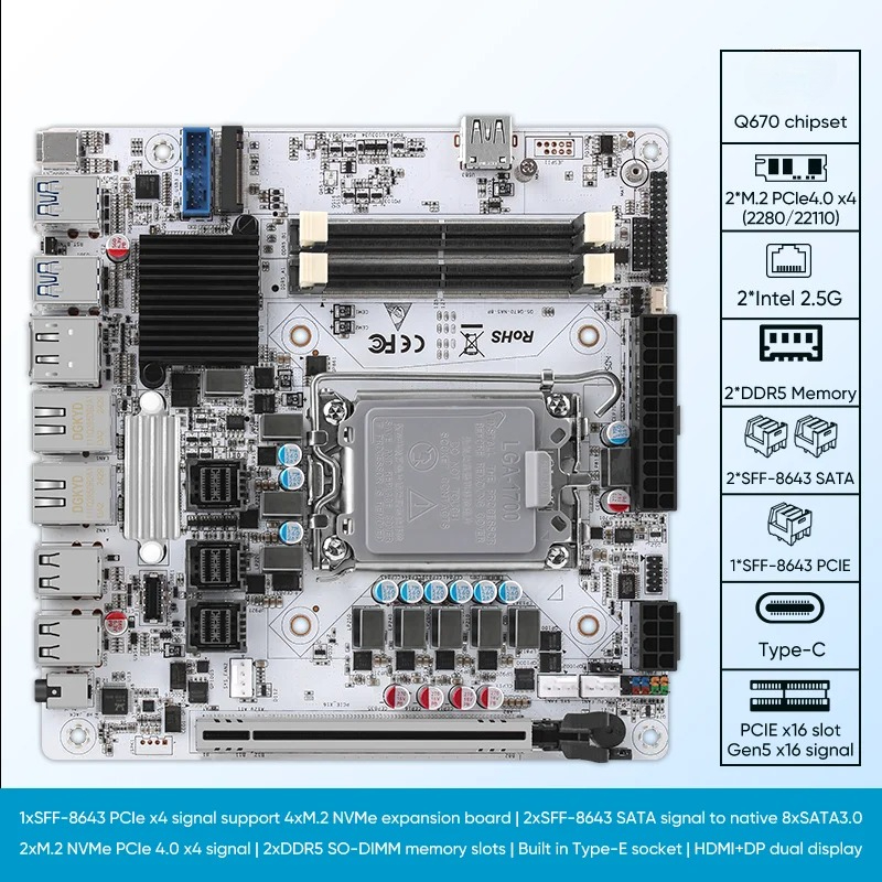 Placa base Nas de 12/13/14a ge - Lga1700 Itx Motherboard Ddr5 reseña y precio