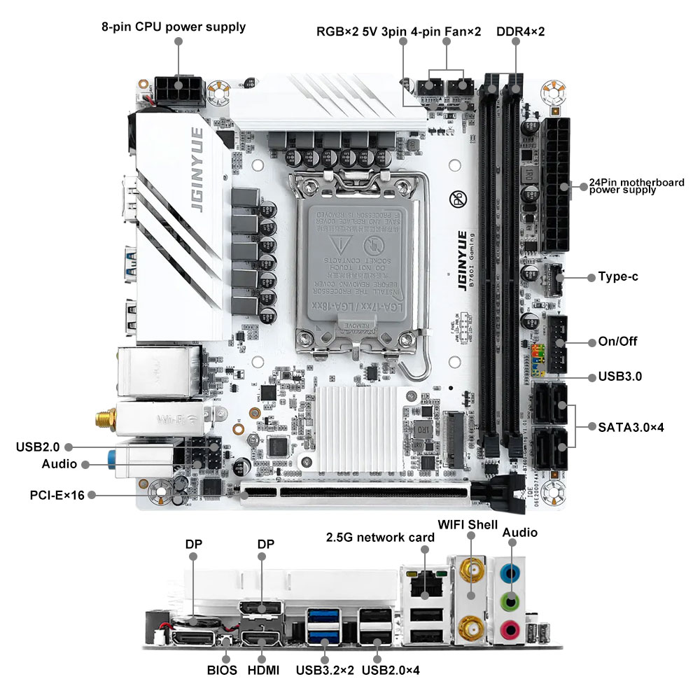 Tarjeta Madre JGINYUE B760 LGA - Lga1700 Itx Motherboard Ddr5 reseña y precio
