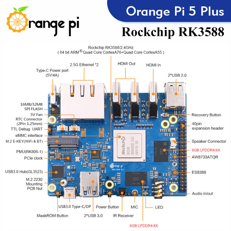 Orange Pi 5 Plus placa única p - Rockchip Rk3588 Development Board reseña y precio
